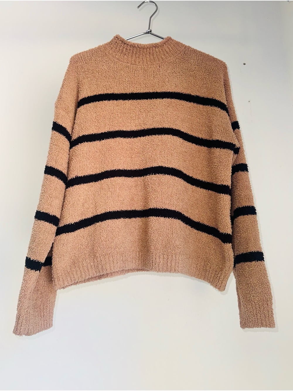 Weekends - Women's Striped Crewneck Sweater in Beige and Black